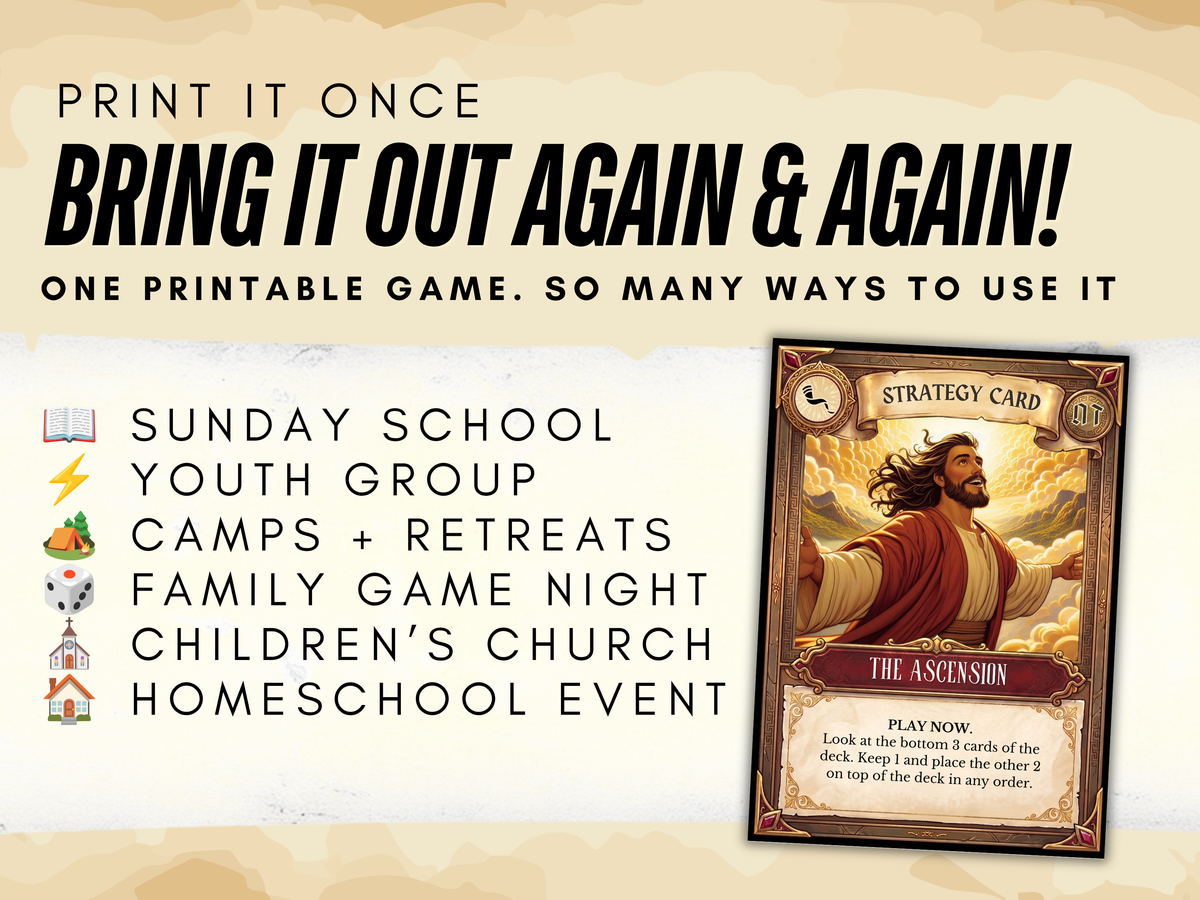 Rally 7 New Testament Bible Card Game | Printable Christian Game for Kids & Teens | Sunday School, Youth Group, Homeschool, Bible Study