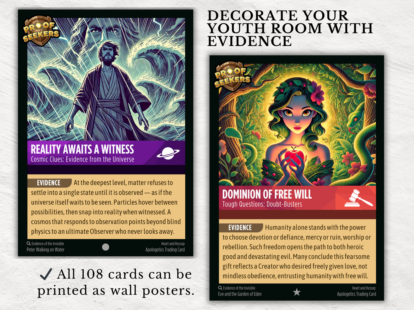 Christian Apologetics Curriculum for Teens | 108 Bible Evidence Trading Cards Game | Youth Group Lessons | Homeschool | Christian Printable