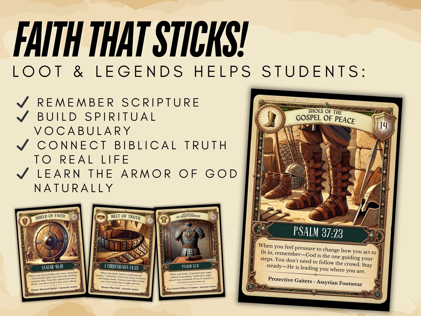 Loot and Legends Christian Youth Group Game | Armor of God Printable Game | VBS Large Group Activity | Church Camp Team Game for Kids and Teens