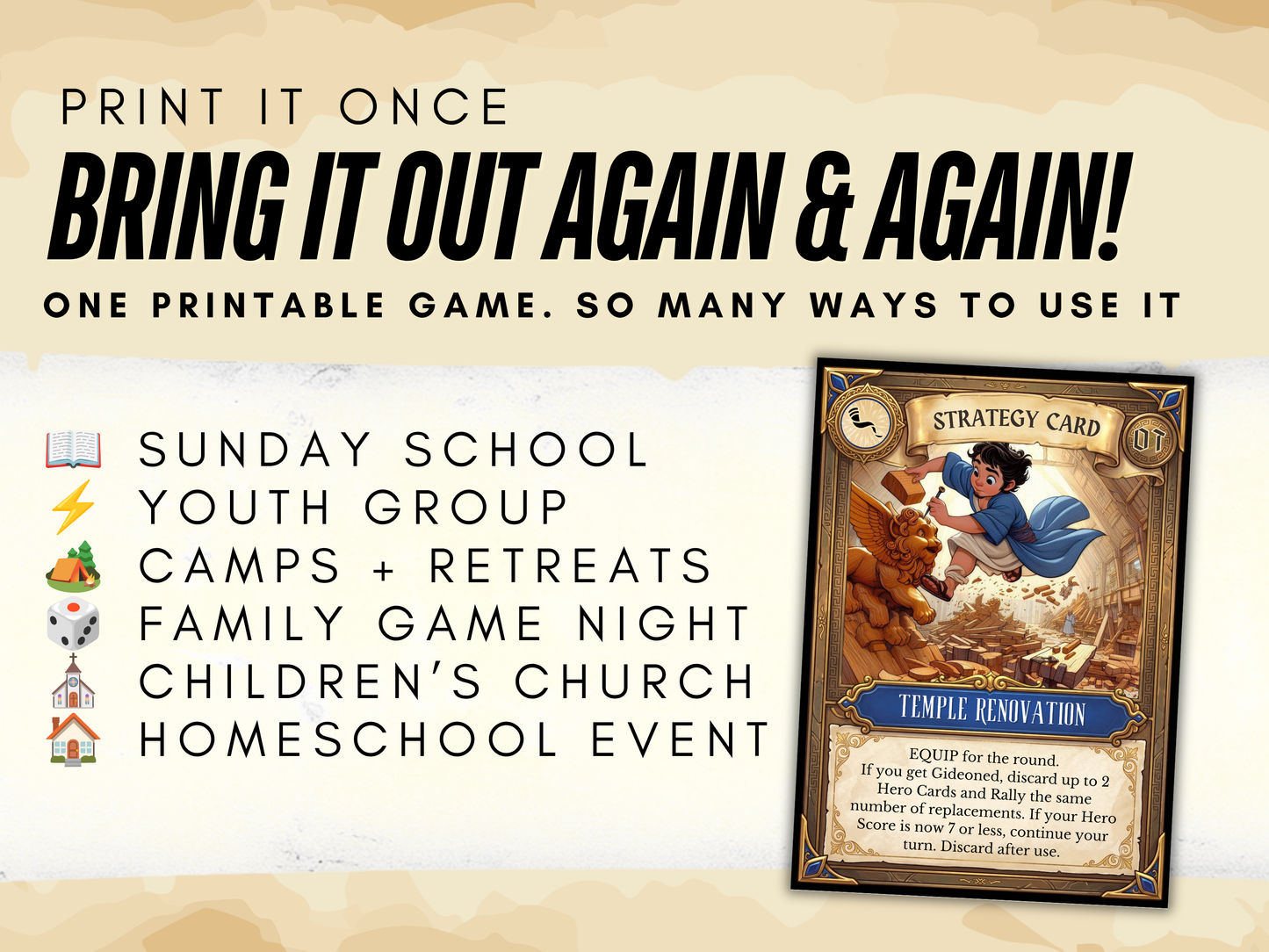 Printable Bible Card Game for Kids & Teens, Christian Family Game, Sunday School Youth Group Game, Old Testament Homeschool Game PDF