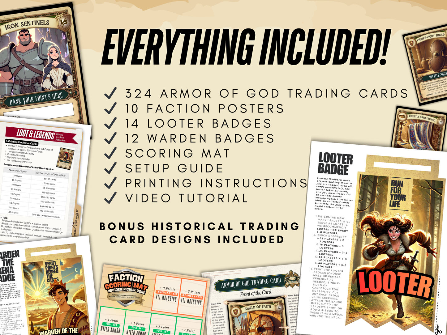 Loot and Legends Christian Youth Group Game | Armor of God Printable Game | VBS Large Group Activity | Church Camp Team Game for Kids and Teens