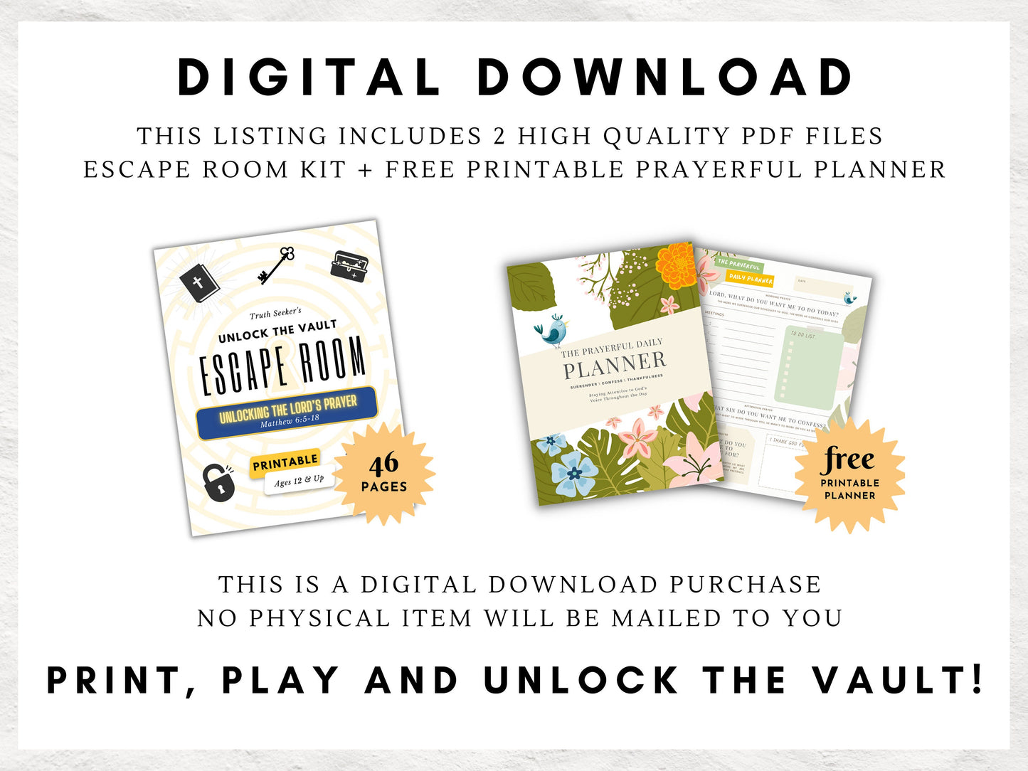 Unlocking the Lord's Prayer | Bible Study Escape Room Kit for Teens & Adults | Matthew 6 | Inductive Bible Study Game for Youth Group